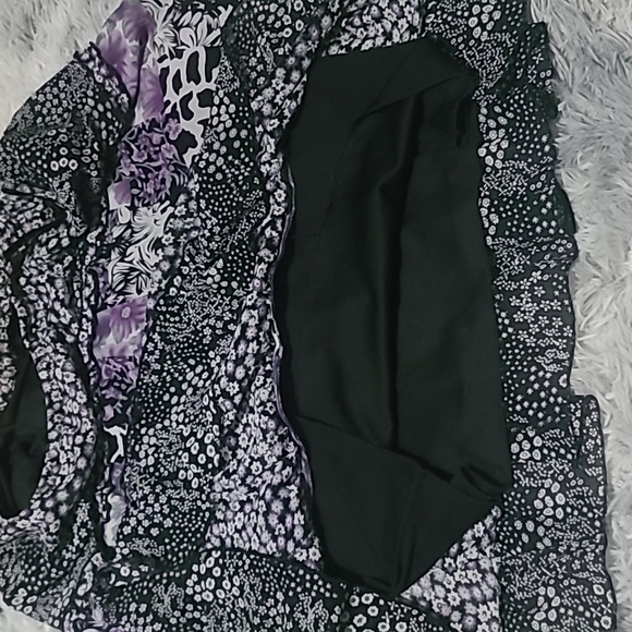 Elementz Women's Purple Floral Pleated Stretch A-line Maxi Dress Size Large - Picture 4 of 4